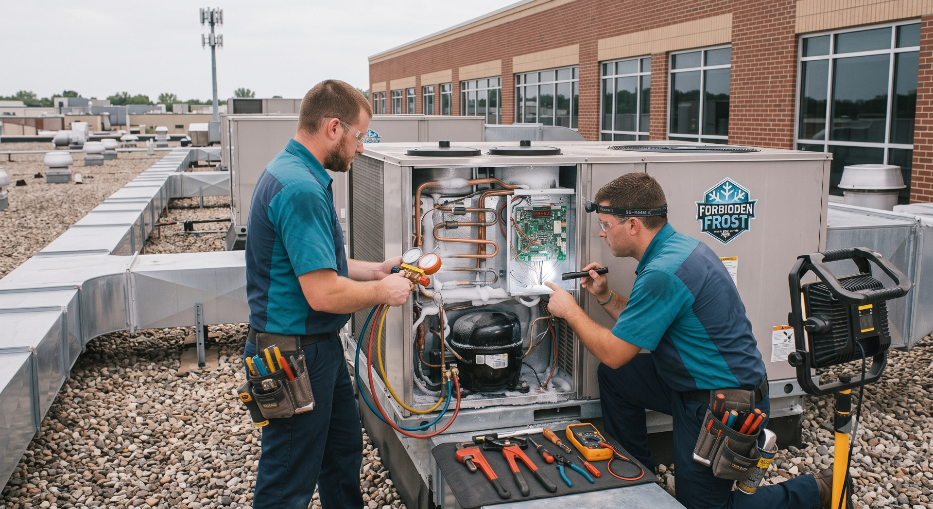 Rooftop commercial HVAC service
